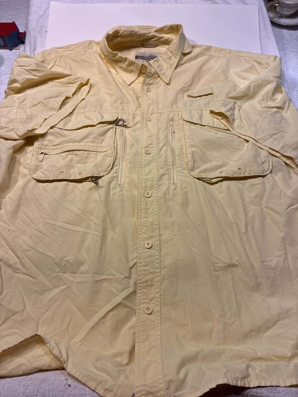 Cabela's Guidewear Men's 2XL Yellow Vented UPF 40 Fishing Shirt